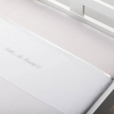 Drap Berceau Briljant Sssh Je Dors Blanc (Coton)