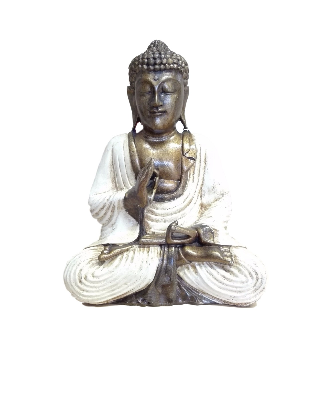 Statue Bouddha thaïlandais crème 30 cm - Sérénité et harmonie pour votre intérieur
