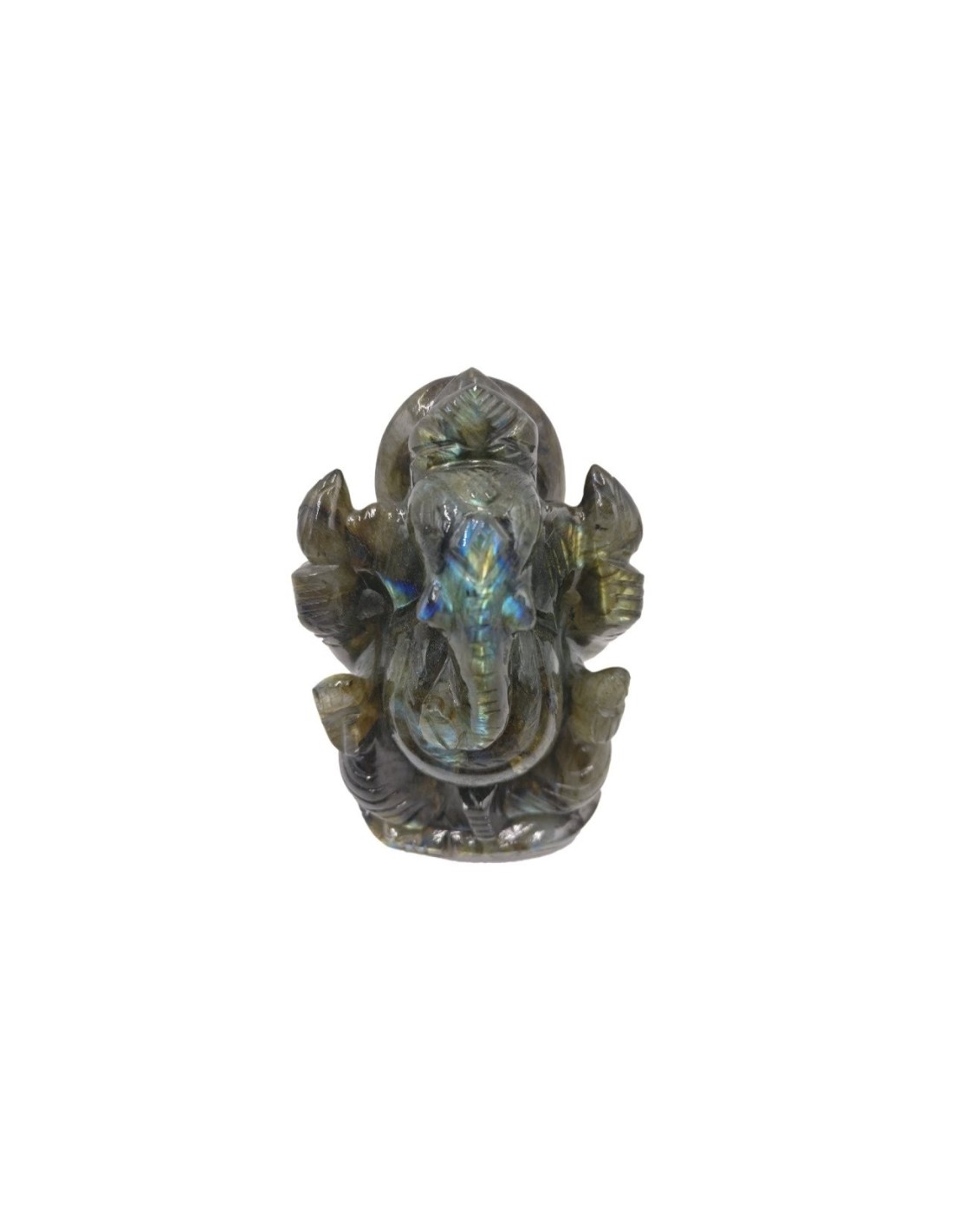 Statue Ganesh en labradorite - Symbole de protection et de sagesse