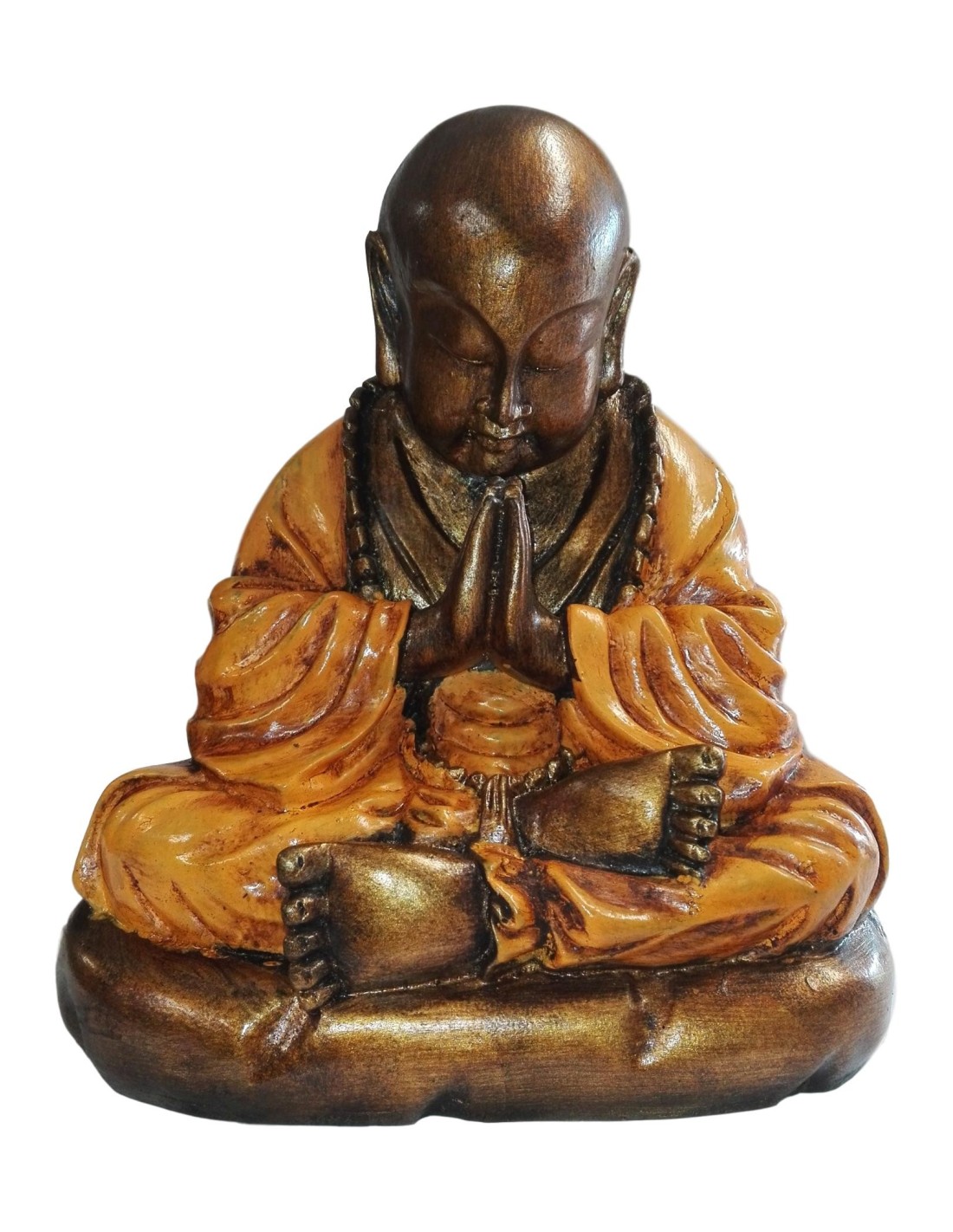Statue Moine Shaolin orange 22 cm - Décoration zen et apaisante pour votre intérieur