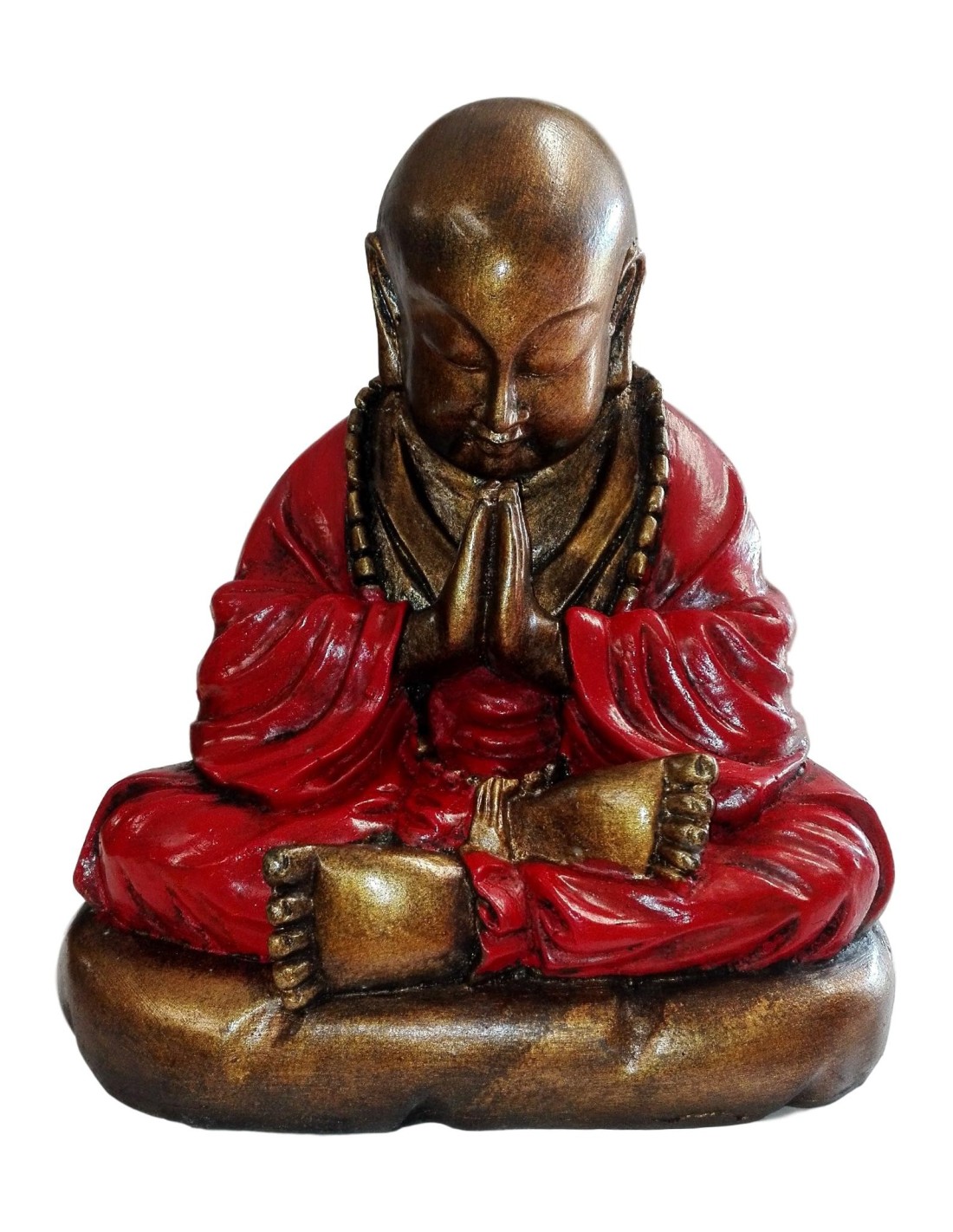 Statue Moine Shaolin Rouge 22 cm - Symbole de sérénité et de protection