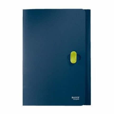 Leitz A4 Chemise à 3 Rabats avec Fermeture Plastique 100% Recyclable Écologique Recycle Bleu Foncé 46220095