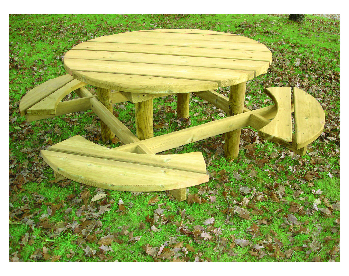 Table pique-nique bois ronde Groseille