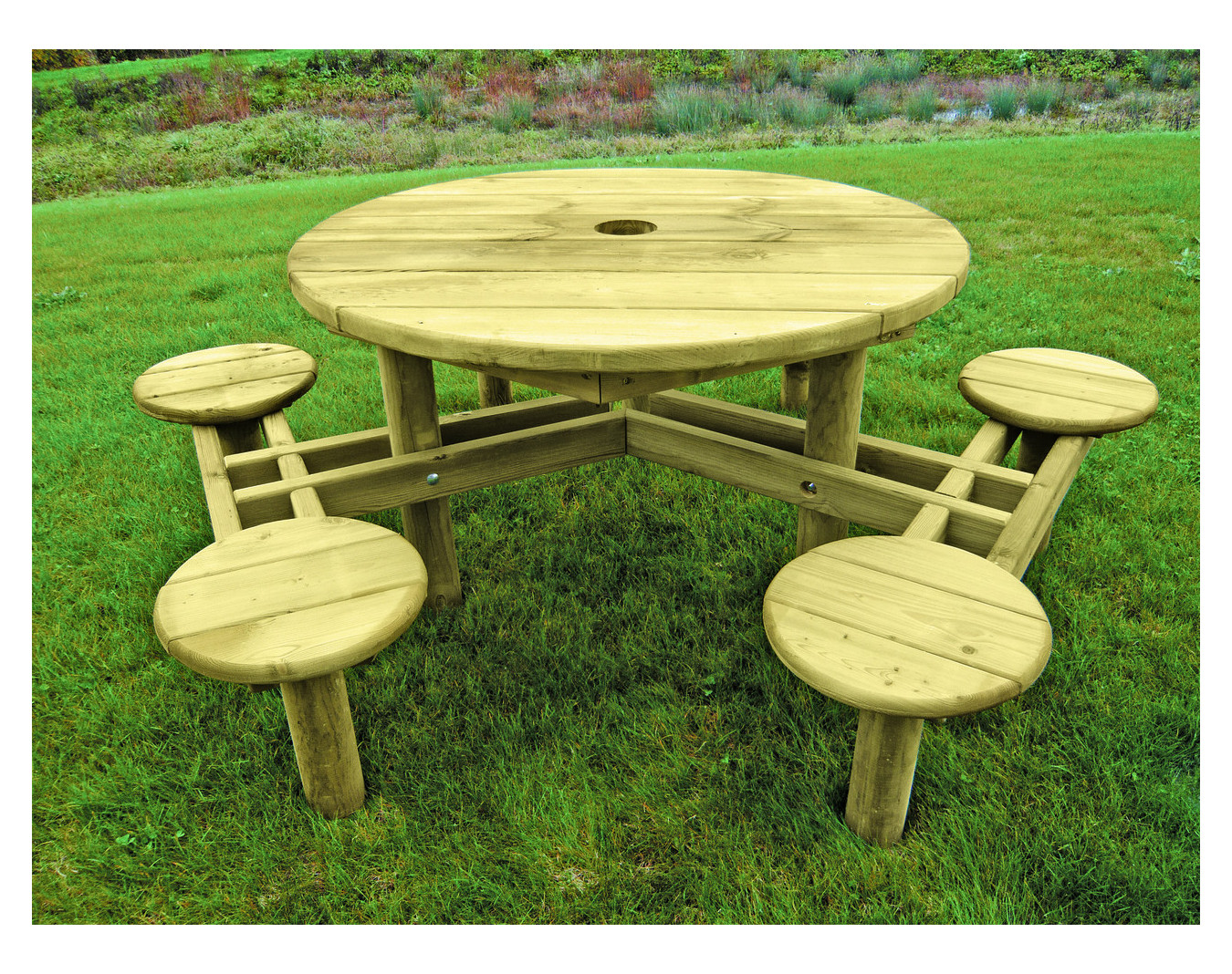 Table pique-nique bois ronde Myrtille