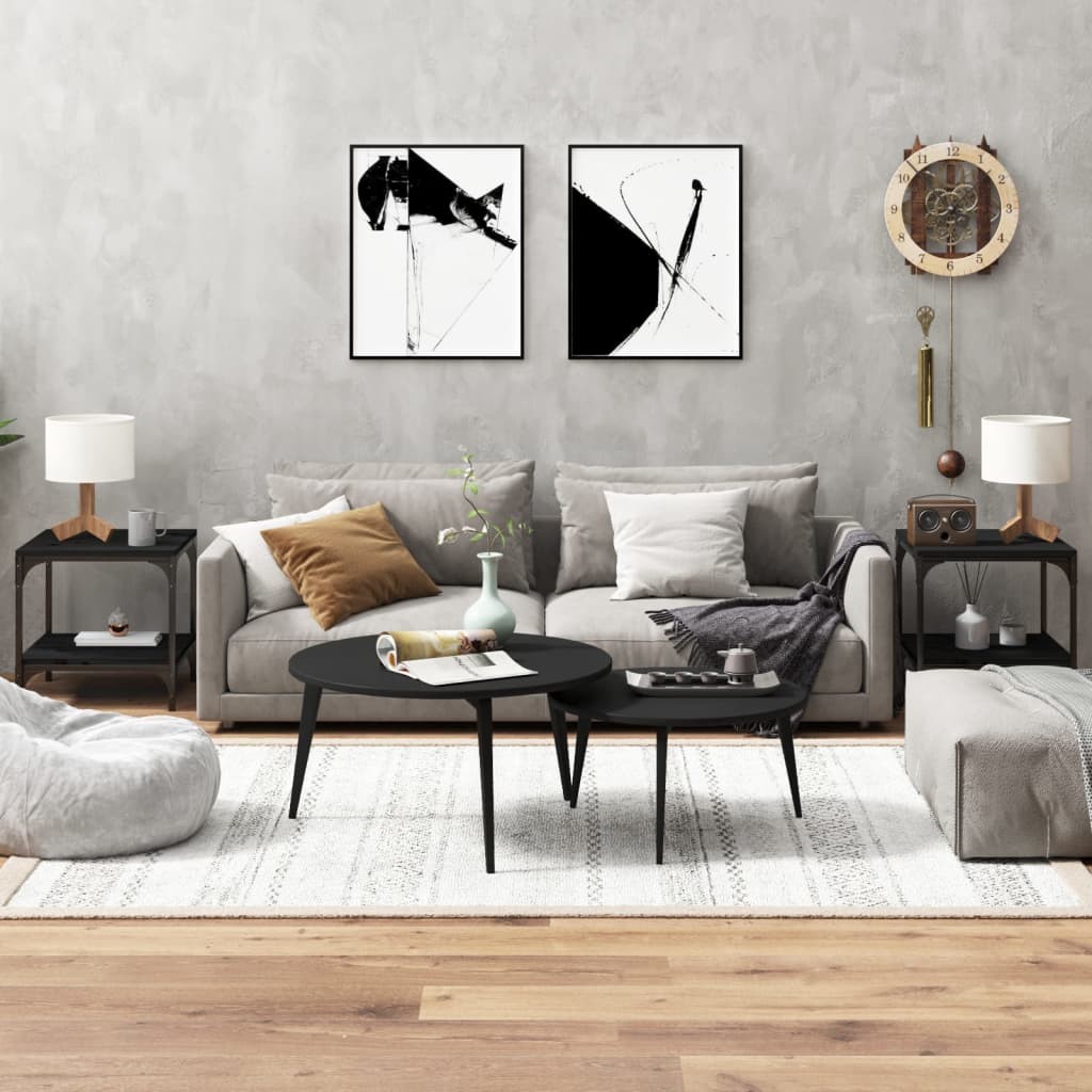 Tables d'appoint 2 pcs Noir 40x40x40 cm