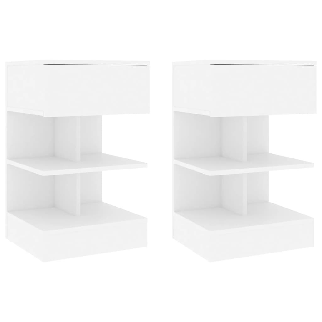 Tables de chevet 2 pcs Blanc 40x35x65 cm Aggloméré