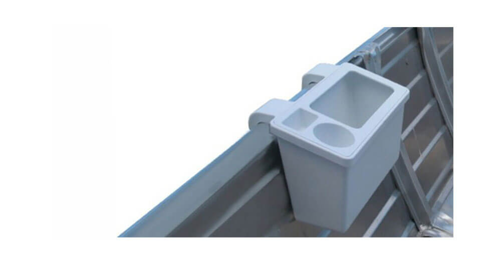 Tinnie appât et bac de rangement avec porte-boissons