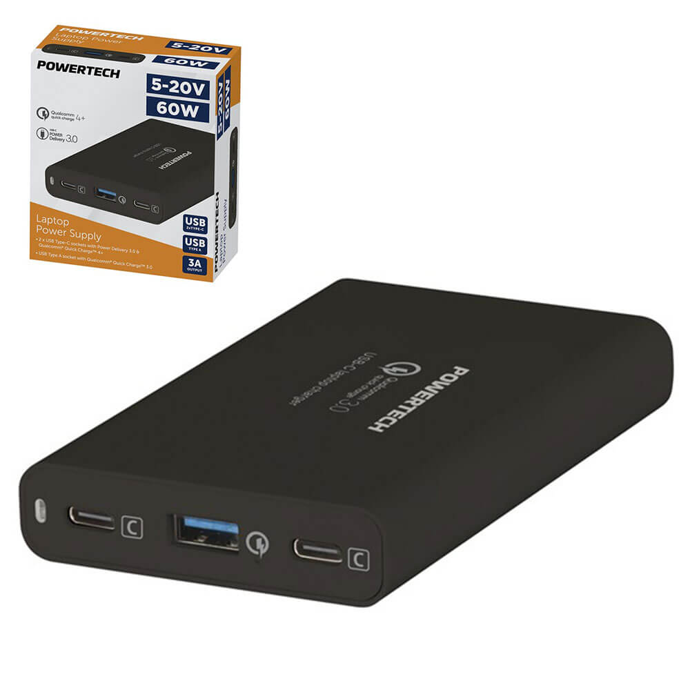 Adaptateur secteur 5-20V 60W avec 2x USB-C et USB-A