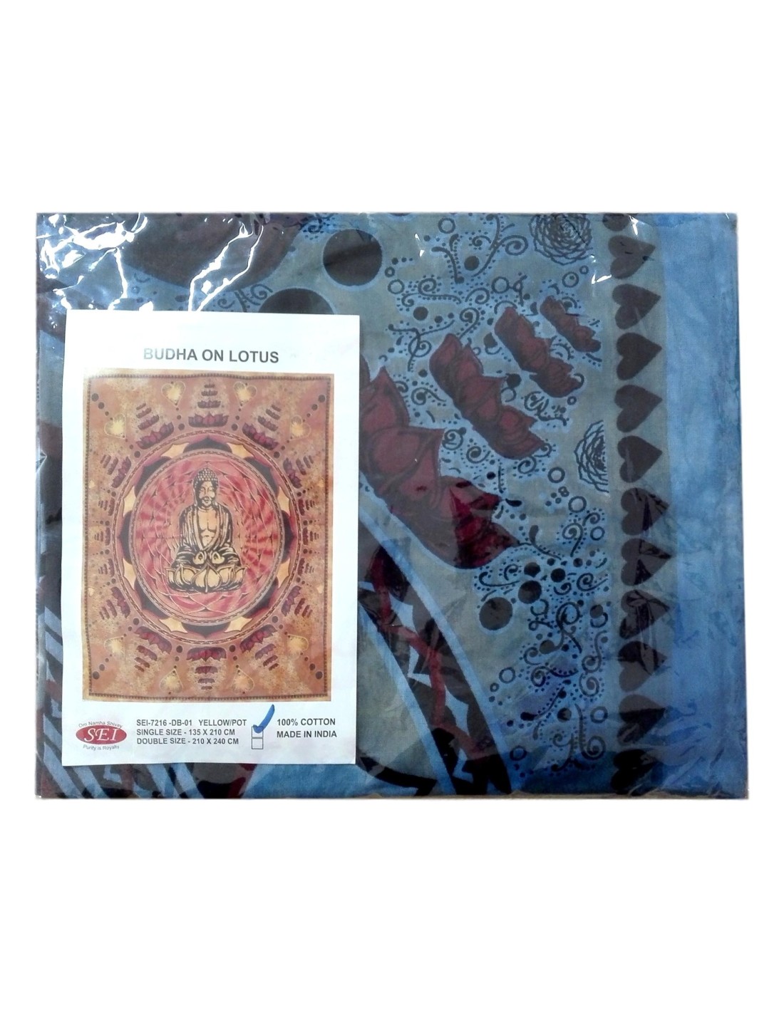 Tenture indienne Bouddha Lotus 135x210 - Une décoration spirituelle pour une ambiance zen