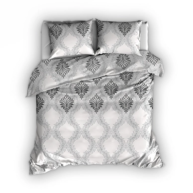 Parure de Lit Satin D'or Pushkin Gris-Blanc Satin