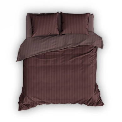 Parure de Lit Satin D'or Satin Rayures Taupe Satin