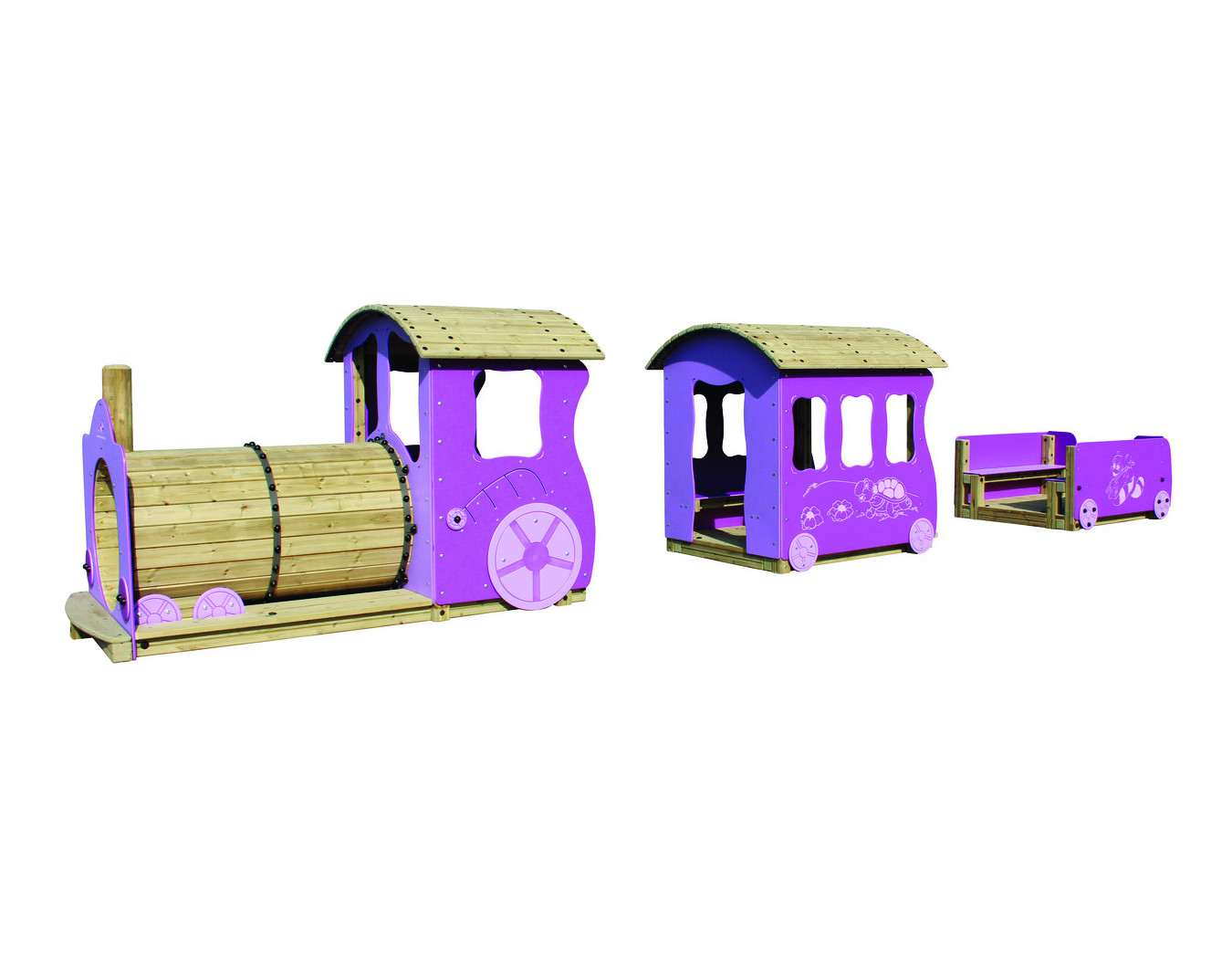 Train en bois extérieur