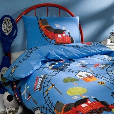 Parure de Lit DayDream Train Bleu Coton