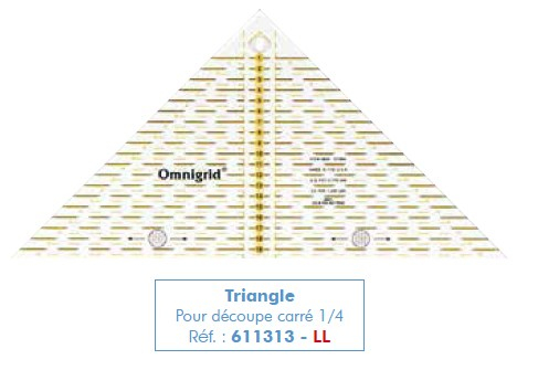 Règle triangle rectangle 1/4 carré en cm Prym