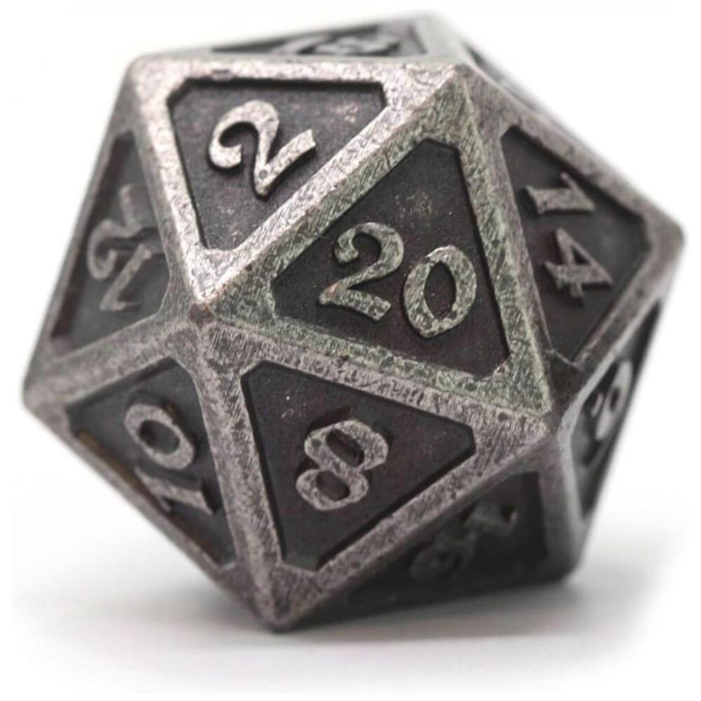 D20 Dire Die Dice Dice Mythica Dark Silver (Single)