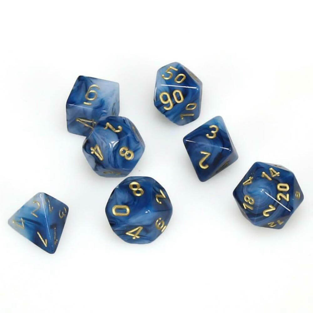 D7 DI SET DICE Phantom Poly (7 dés / Teal / Or)