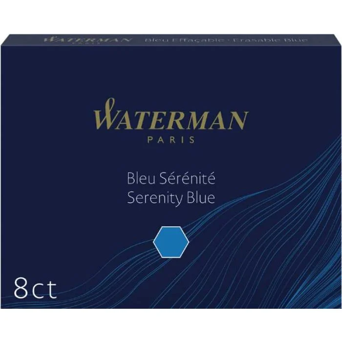 WATERMAN Boite de 8 grandes Cartouches d'encre - Bleu sérénité
