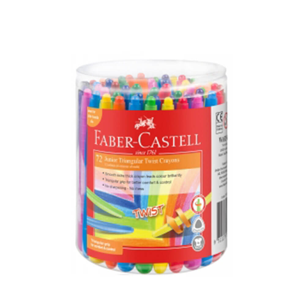 Faber-Castell Triangular Twist Bucket Crayons Assortiment 72PK