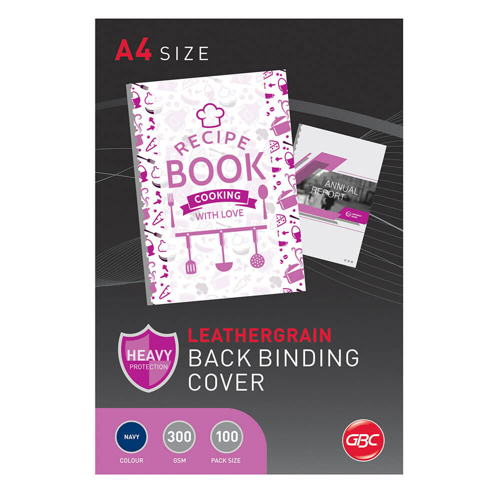 GBC Leathergrain Reliing Cover A4 Navy (100pk)