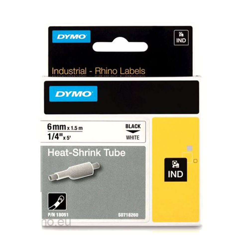 Dymo Rhino Pro Heat Tretrrink Tape Label blanc (6 mmx1,5 m)