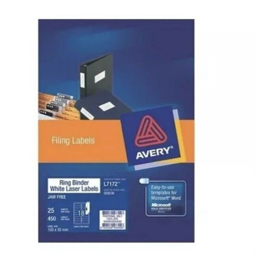 Étiquette laser du liant Avery Ring 100x30 mm 25pk (18 / feuille)