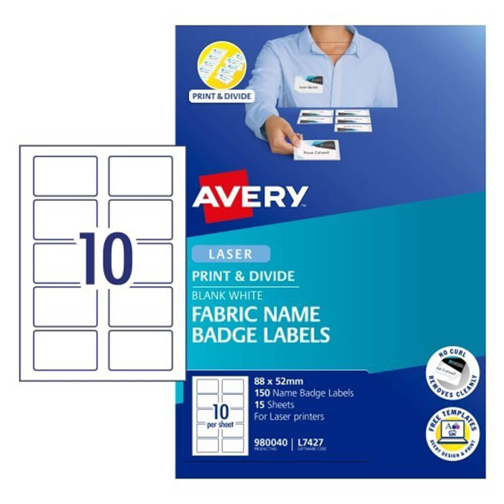 Avery Events & Branding Fabric Nom Badge 15pk (10 / feuille)
