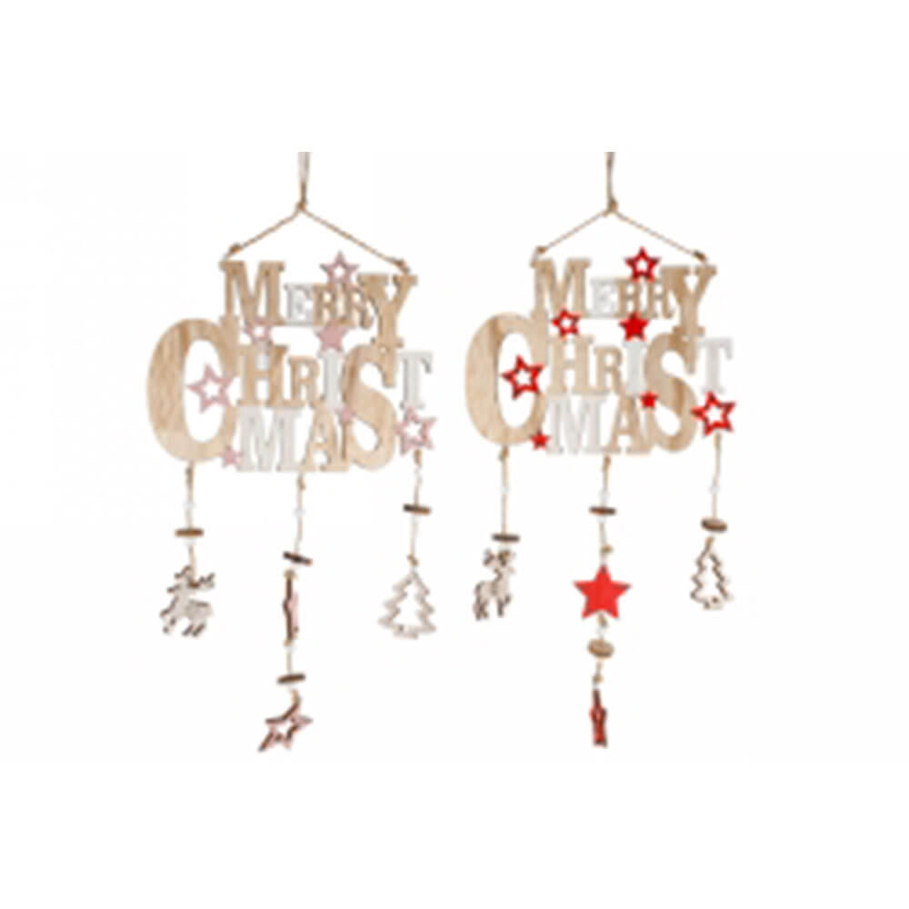Décoration de plaque suspendue en bois de Noël assorti (2pcs)