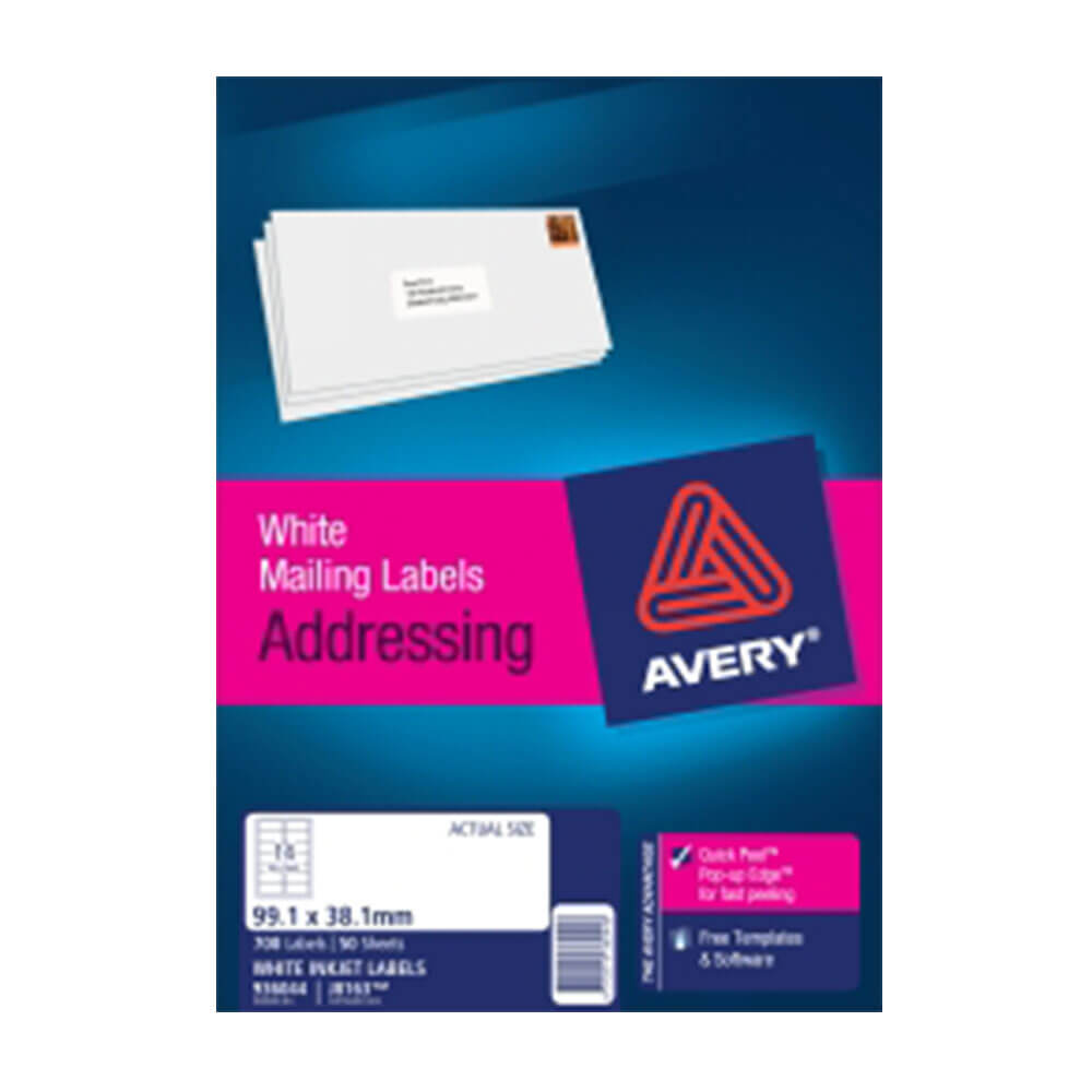 Étiquette d'adresse à jet de pelage rapide Avery 99.1x38.1 mm (50pk)