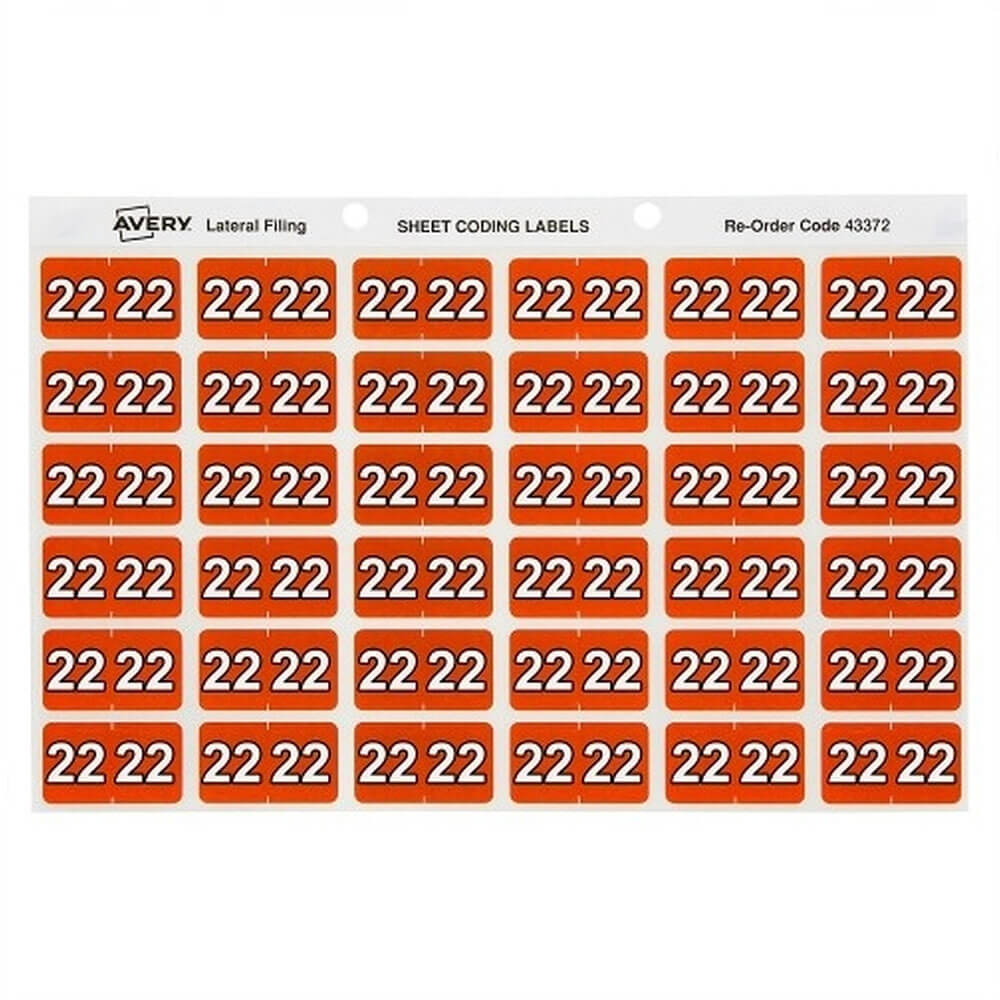 Avery 22 Tab étiquette couleur codage Roll Orange (500pcs)