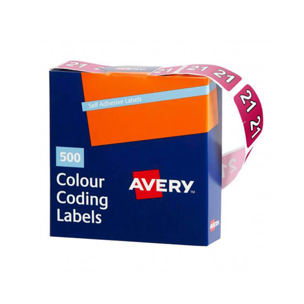 Avery Color Coding 21 Étiquettes 25x38mm Magenta 500pk