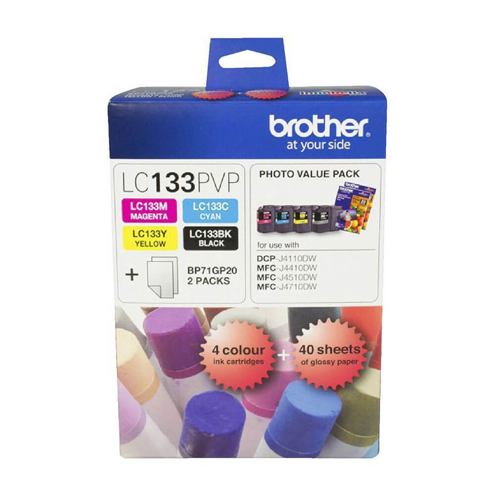 Jet d'encre Brother Value Pack avec papier photo LC133 (c / m / y / b)