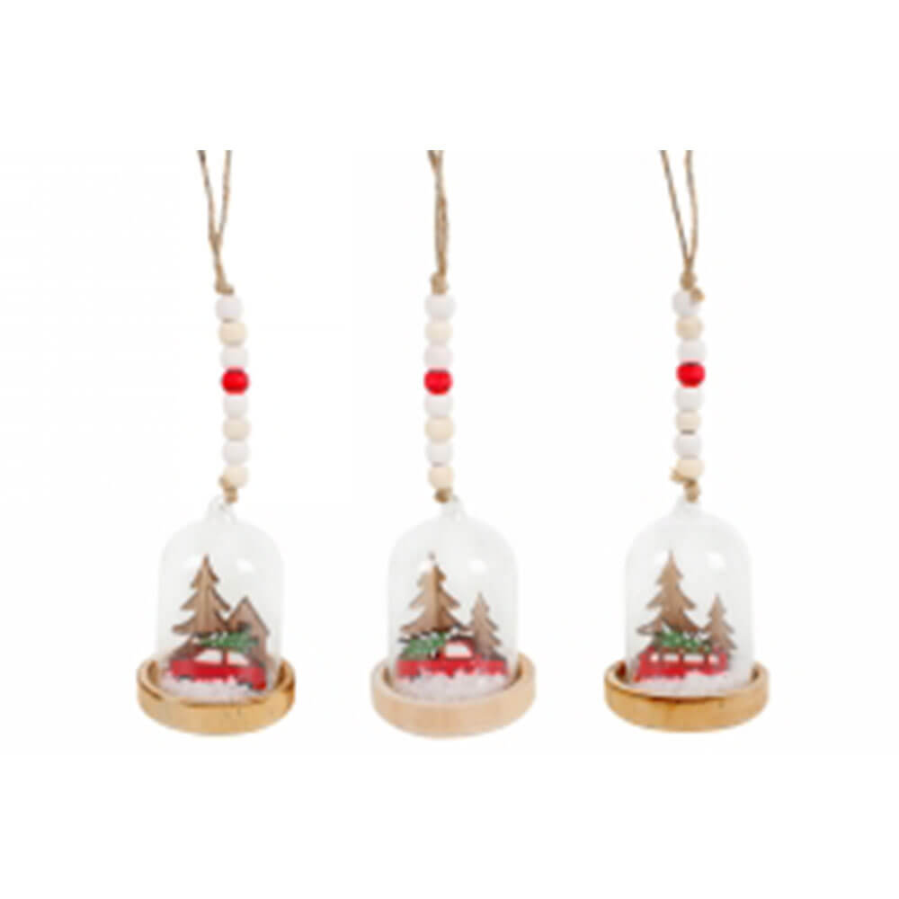 Décoration de cloche en verre suspendu de Noël (3pcs)