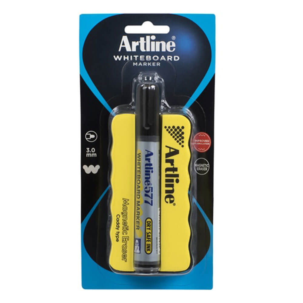 Artline Whiteboard Marker et Magnetic Eraser Caddy